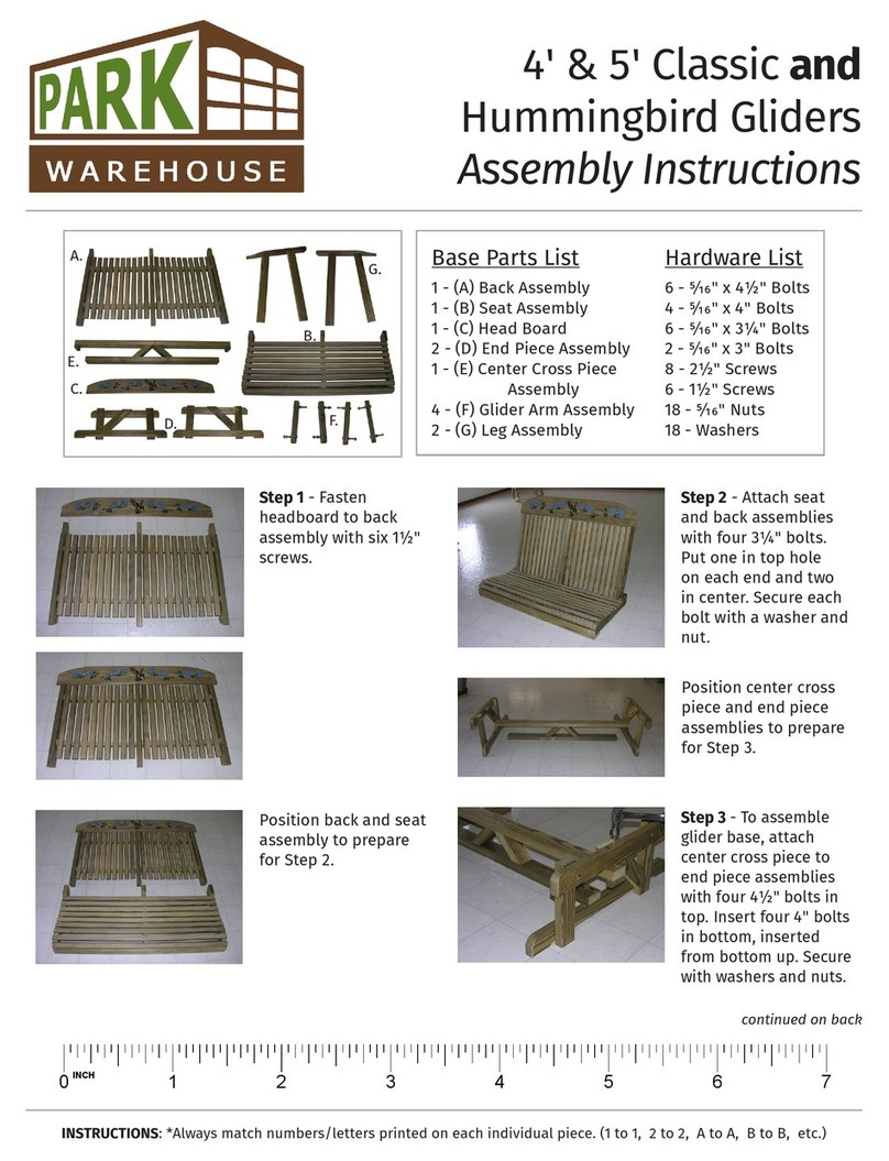 PARK WAREHOUSE 4 & 5 Classic and Hummingbird Gliders Assembly instructions