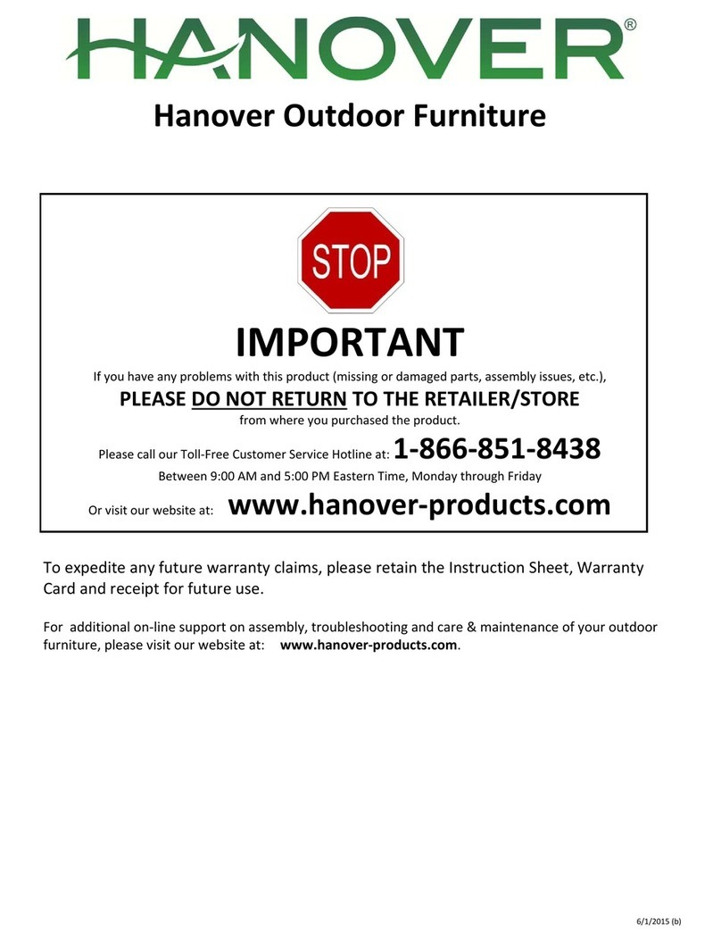 Hanover High Dining Table owner's manual Hanover High Dining Table owner's manual