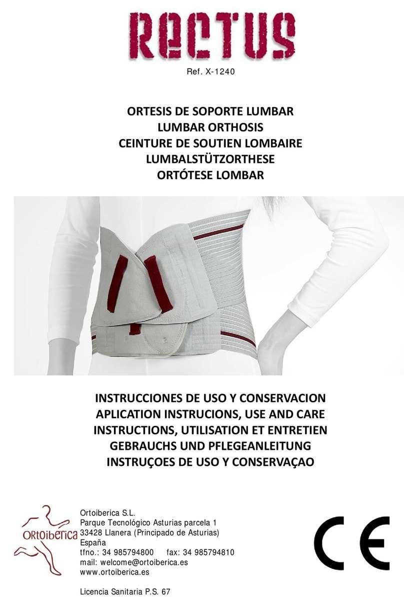 Ortoiberica RECTUS X-1240 Series APLICATION INSTRUCIONS, USE AND CARE