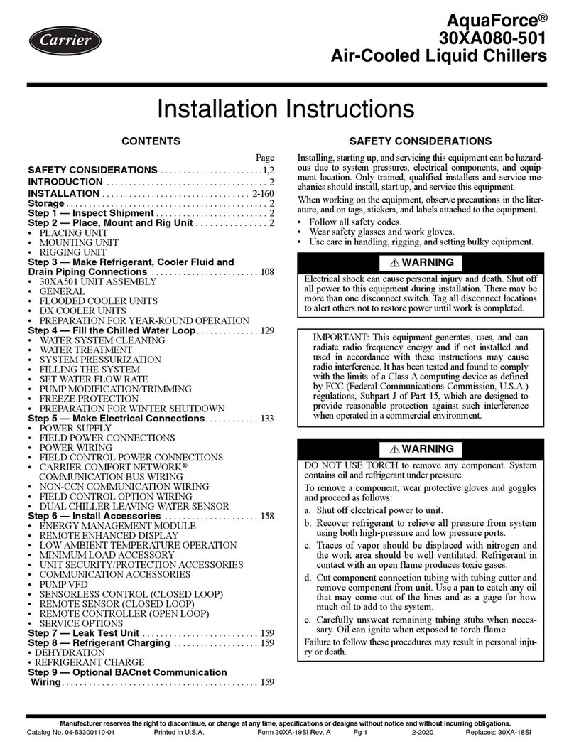 Carrier Aquaforce 30XA Series installation instructions Carrier Aquaforce 30XA Series installation instructions