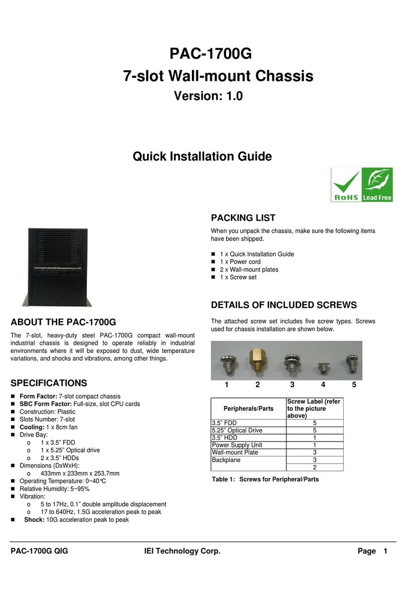 IEI Technology PAC-1700G Quick installation guide