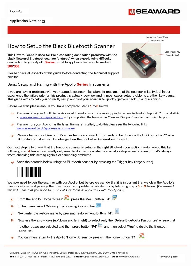 Seaward Black Bluetooth Scanner Quikstart guide