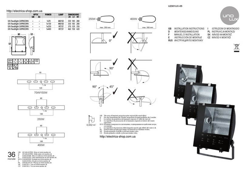 Unolux CAPRICORN installation instructions Unolux CAPRICORN installation instructions
