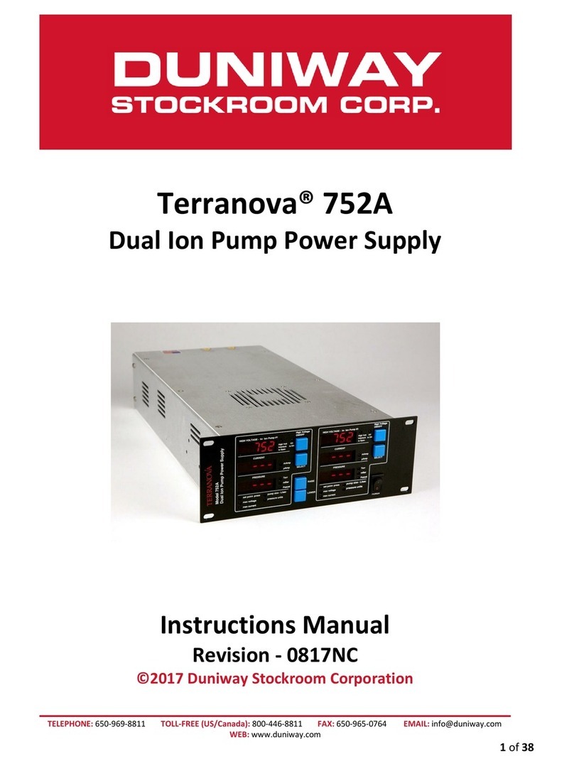 DUNIWAY Stockroom Terranova 752A instruction manual