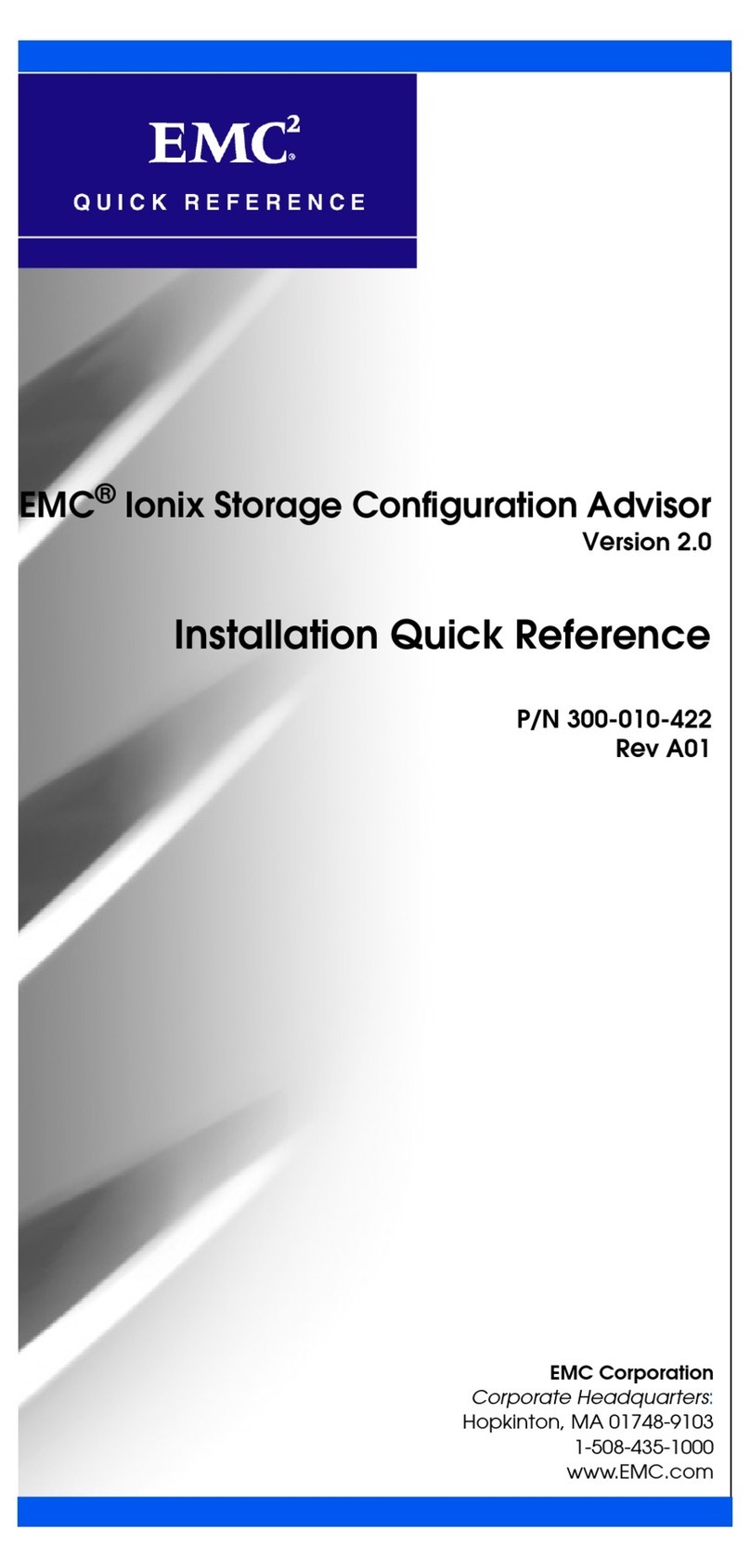 EMC Ionix SCA Installation quick reference