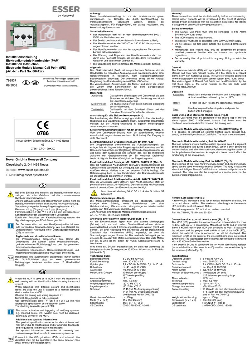 Honeywell Esser 8044 Series Installation instruction