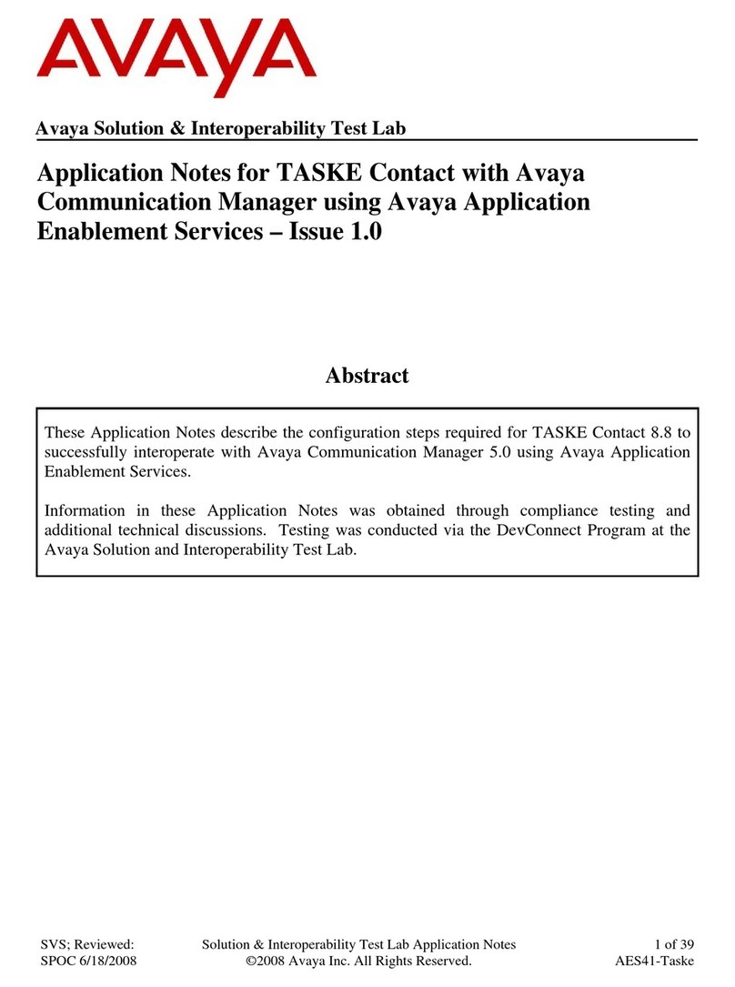 Avaya TASKE Contact 8.8 Instruction Manual Avaya TASKE Contact 8.8 Instruction Manual