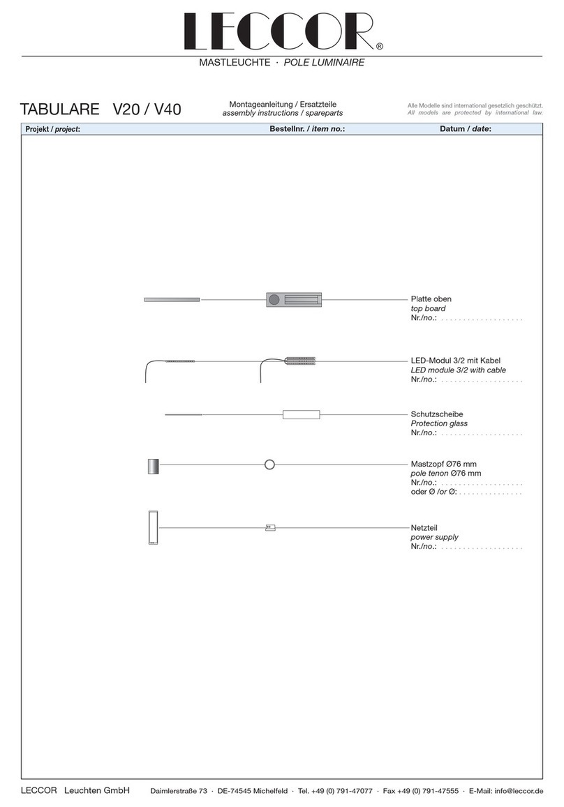 LECCOR TABULARE V20 Installation instruction