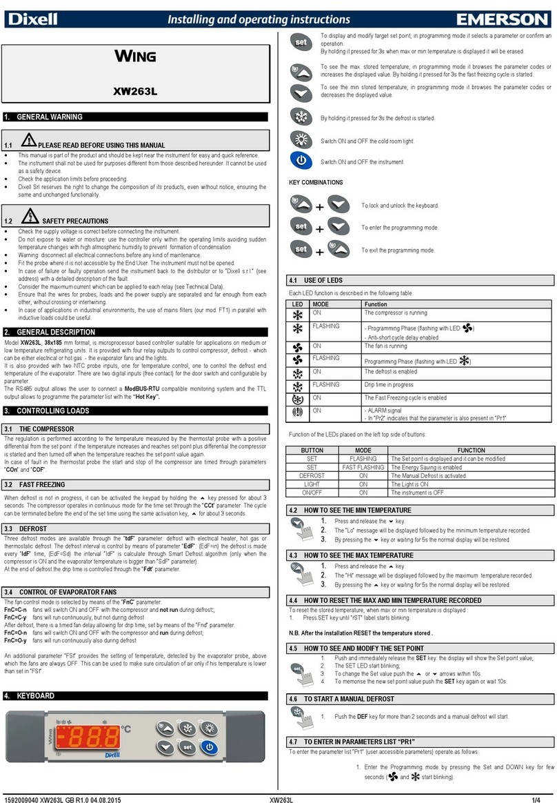 Emerson Dixell Wing XW263L Wiring diagram