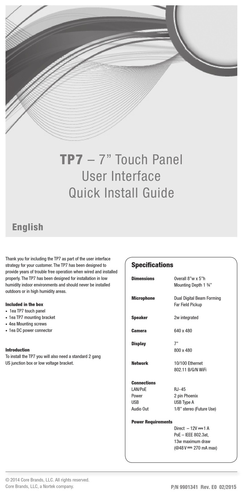 Core TP7 User Interface Quick Install Guide
