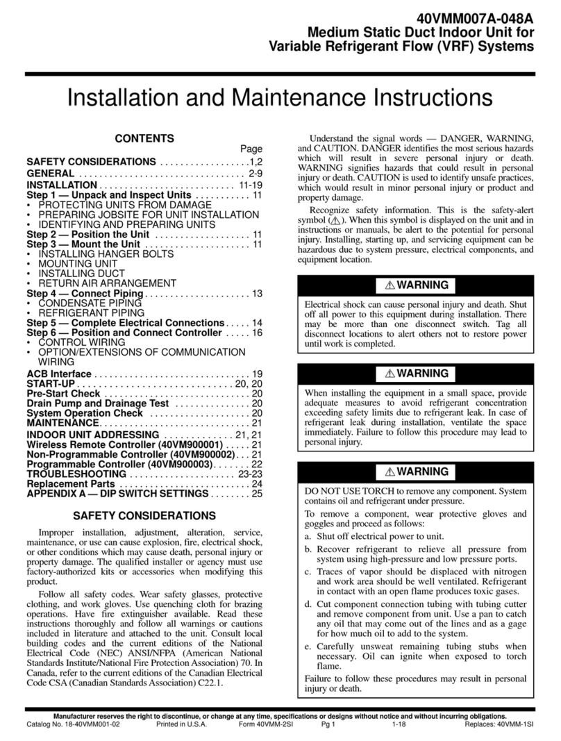 Carrier 40VMM Installation and maintenance instructions Carrier 40VMM Installation and maintenance instructions
