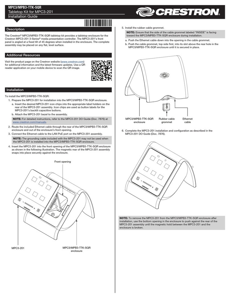 Crestron MPB3-TTK-SQR installation guide Crestron MPB3-TTK-SQR installation guide