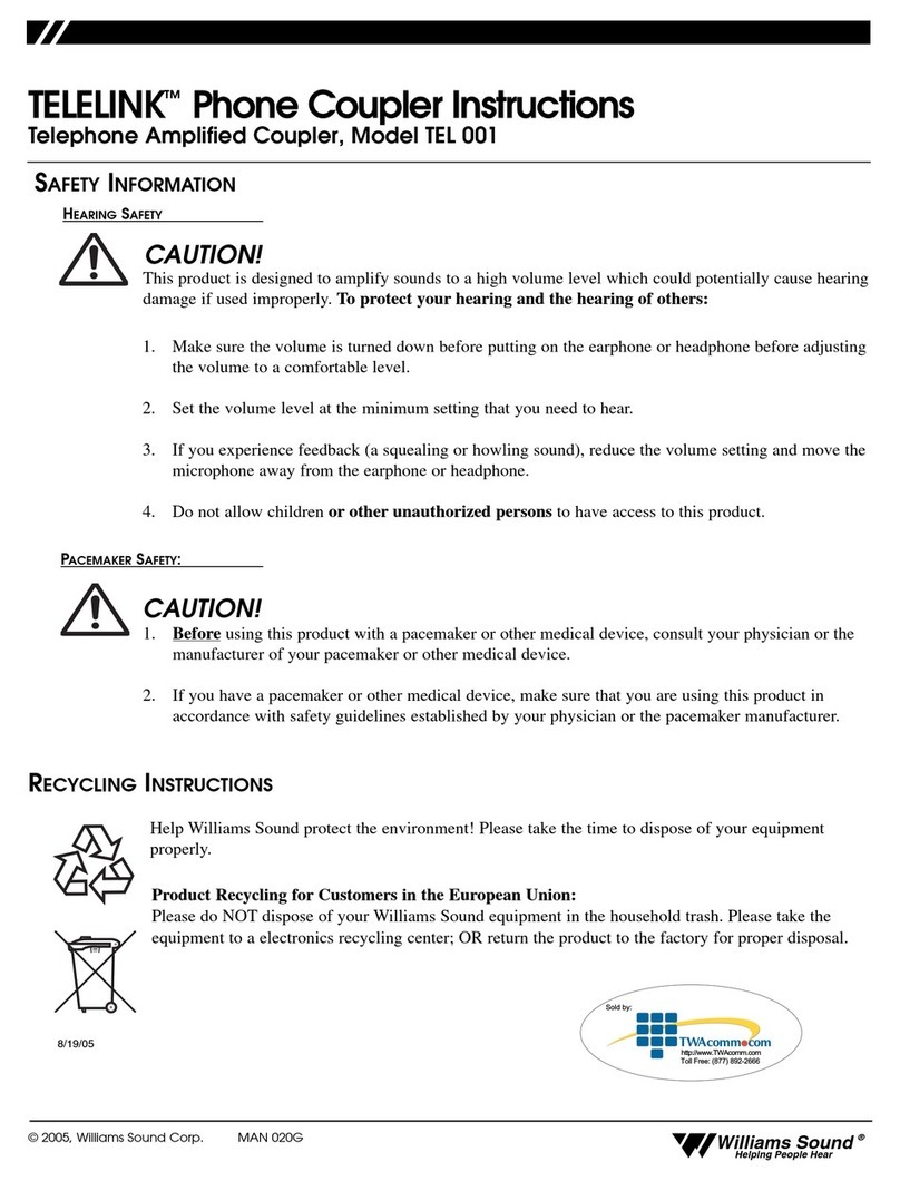 Williams Sound TELELINK TEL 001 instructions