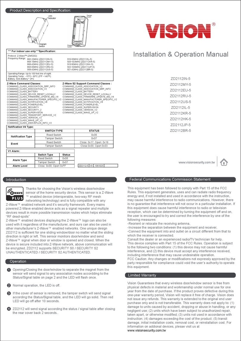 Vision ZD2112IN-5 Installation & operation manual