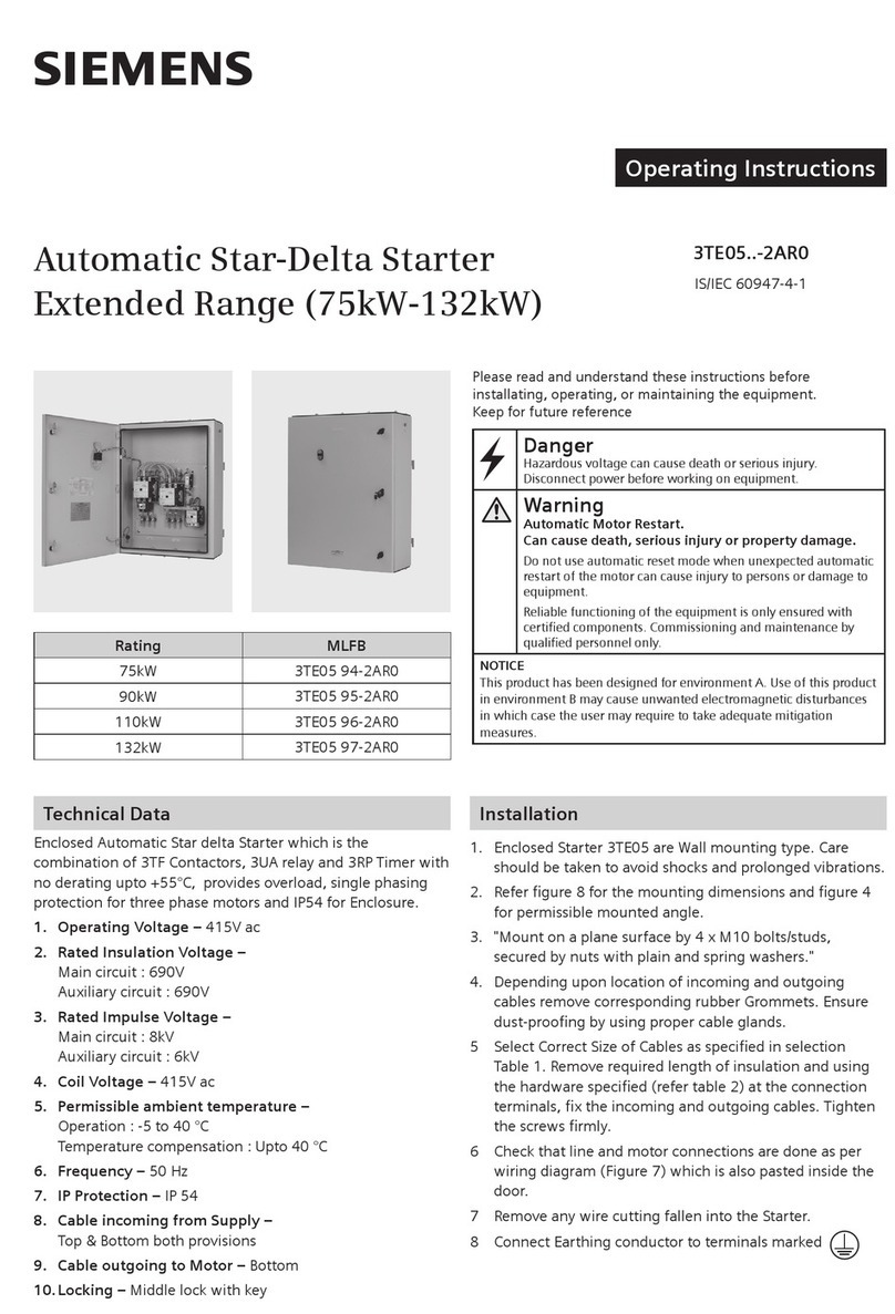 Siemens Automatic Star-Delta 3TE05 2AR0 Series User manual