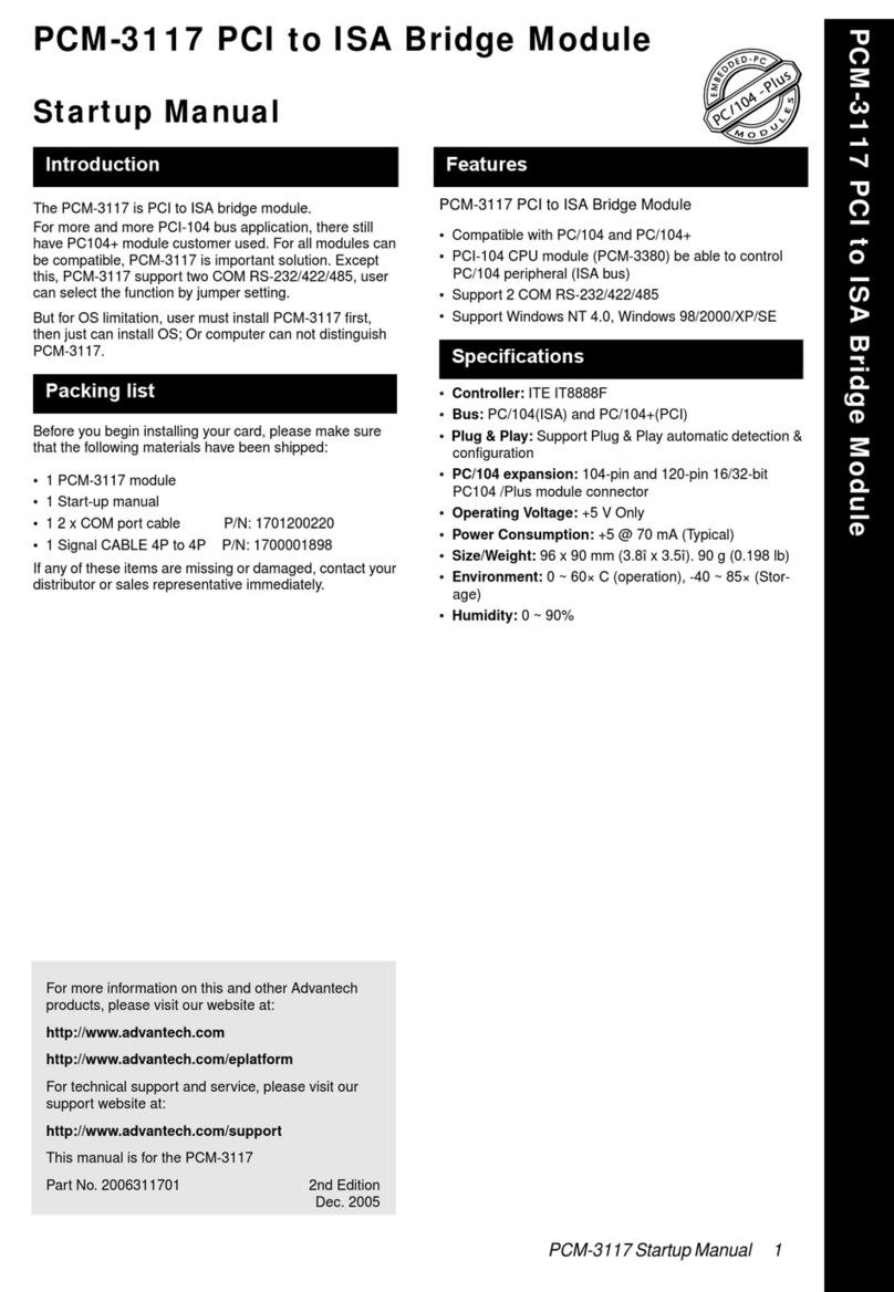 Advantech PCM-3117 Installation and operation manual
