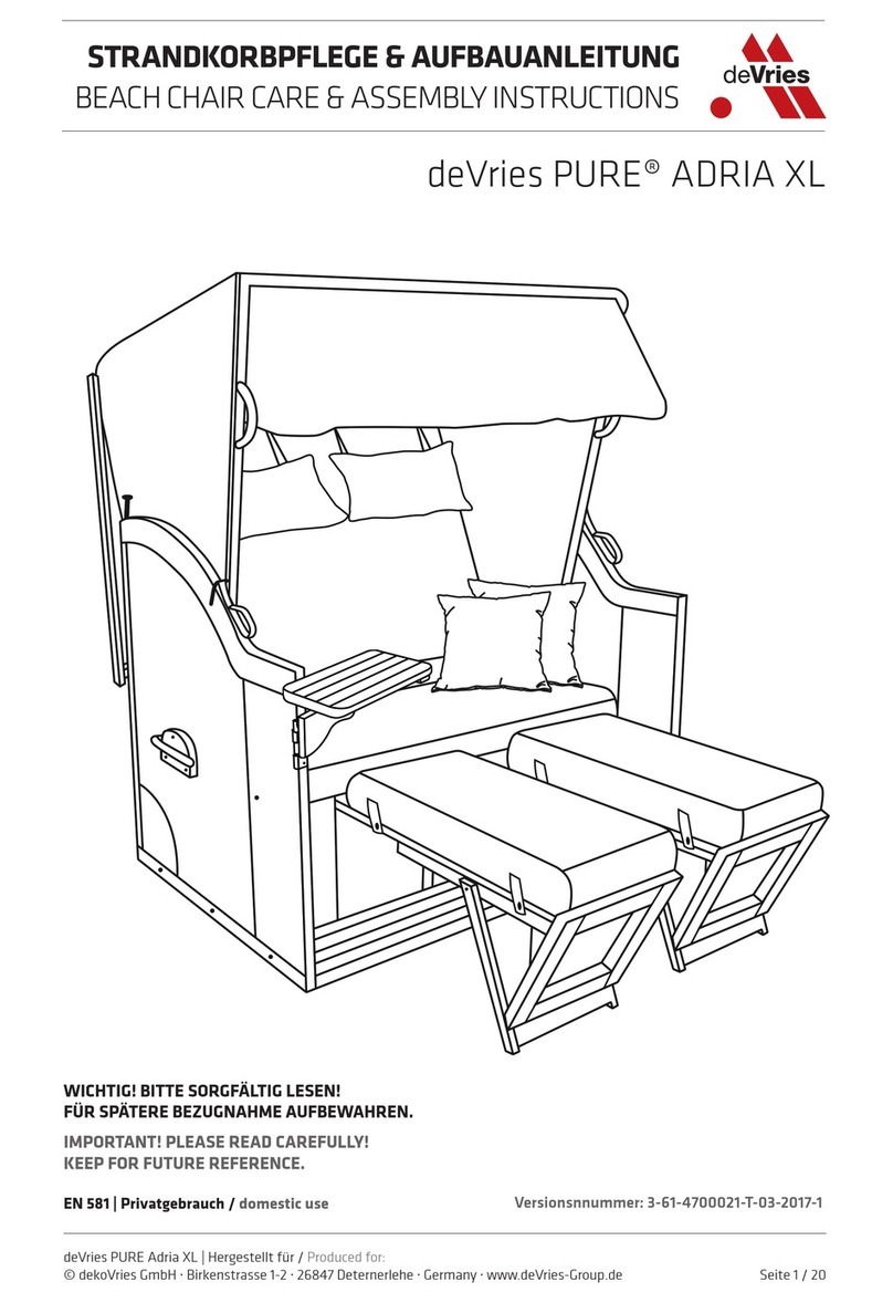 DekoVries deVries PURE ADRIA XL Care & assembly instructions DekoVries deVries PURE ADRIA XL Care & assembly instructions