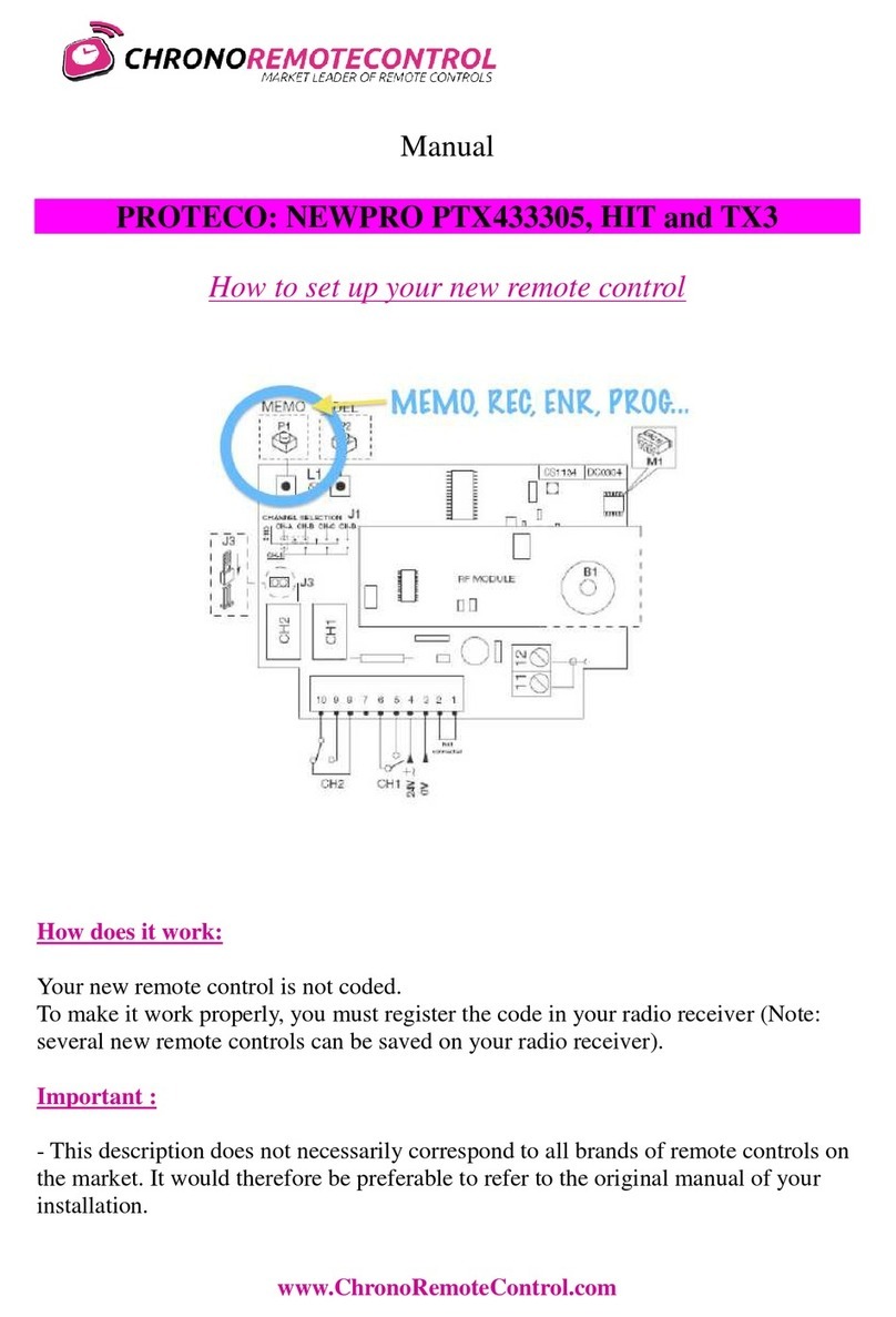 ChronoRemoteControl PROTECO NEWPRO PTX433305 How to set up
