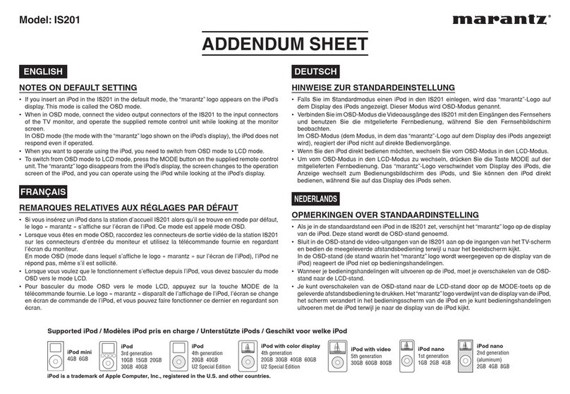 Marantz IS201 Addendum sheet
