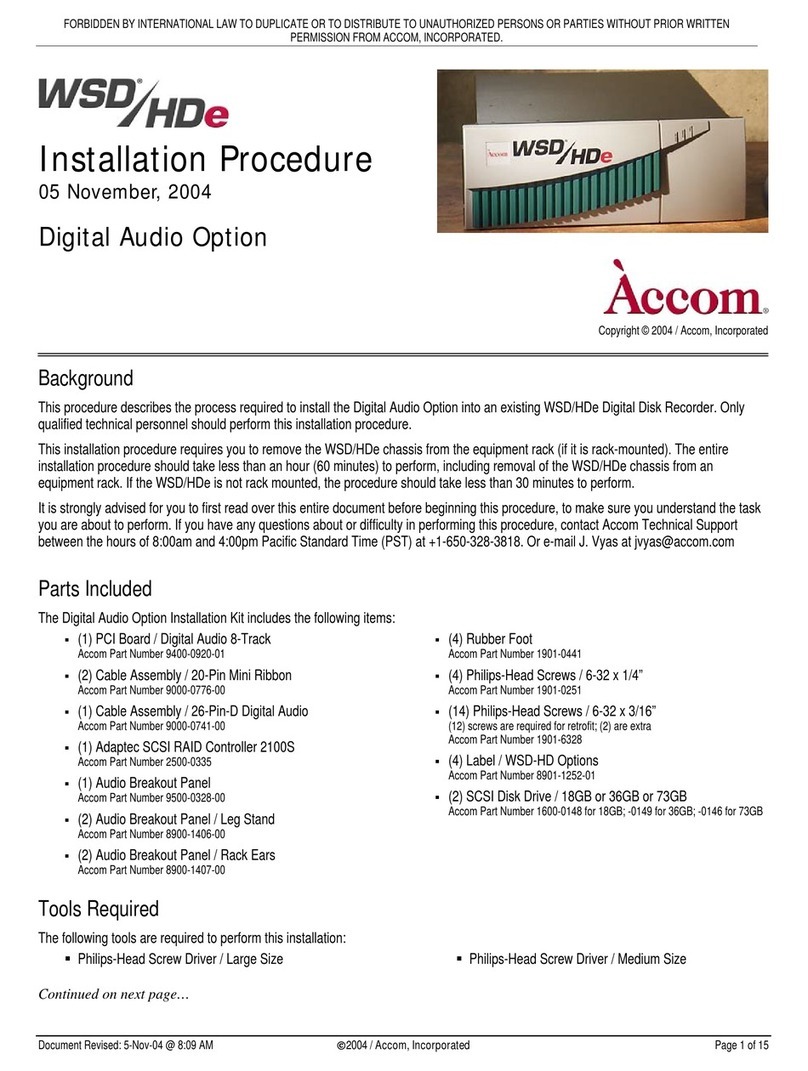 Accom WSD/HDe INSTALLATION PROCEDURE