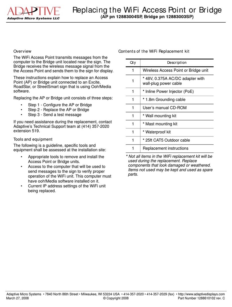 Adaptive 12883004SP User manual