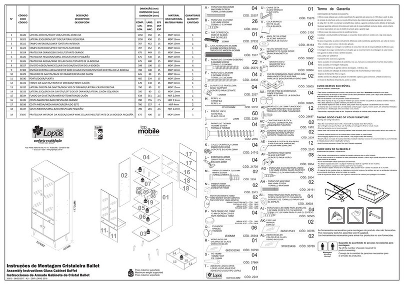 Lopas Glass Cabinet Buffet Assembly instructions