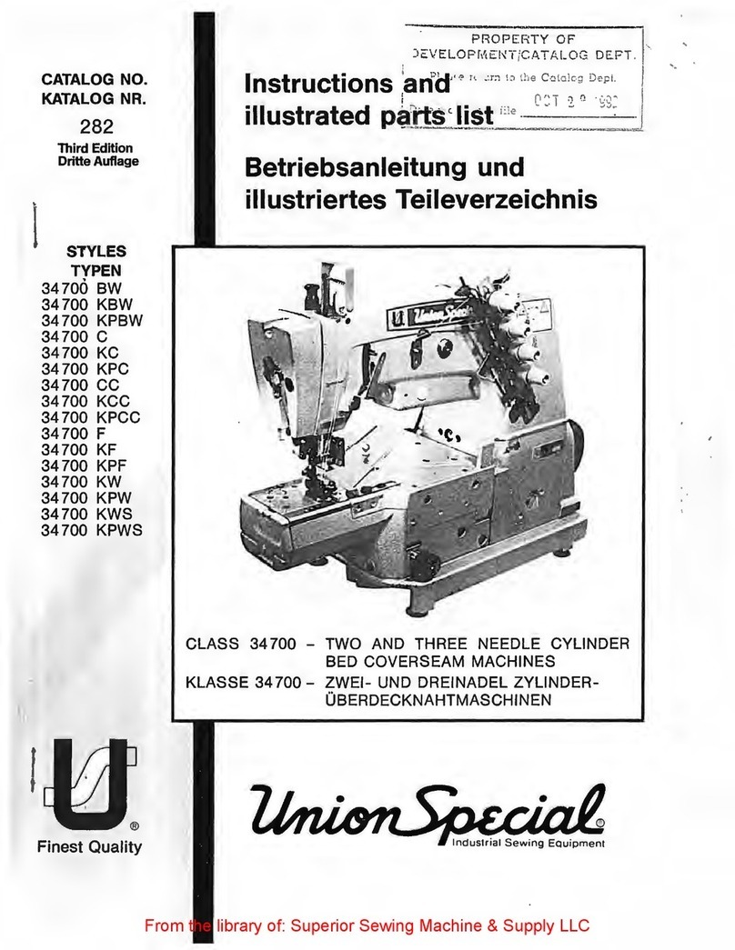 UnionSpecial 34 700 Series Instructions and illustrated parts list
