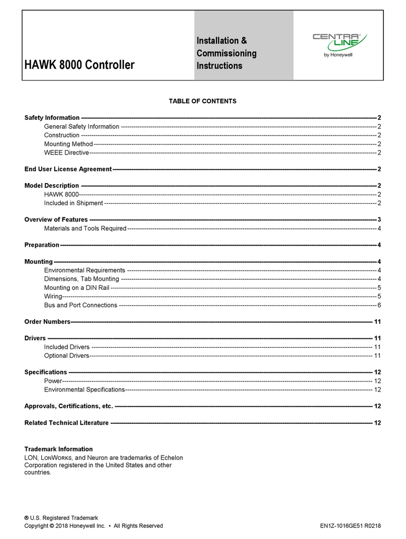 Honeywell Centra Line HAWK 8000 Installation and operation manual