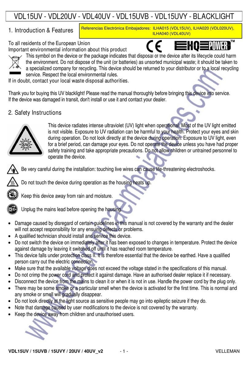 Velleman Vdl15uv User manual