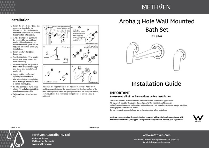 METHVEN Aroha 01-9342 User manual
