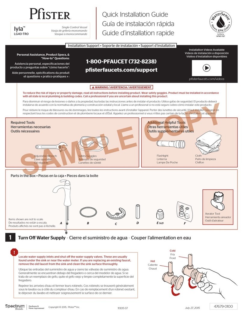 Spectrum Brands Pfister Iyla LG40-TR0 Quick installation guide