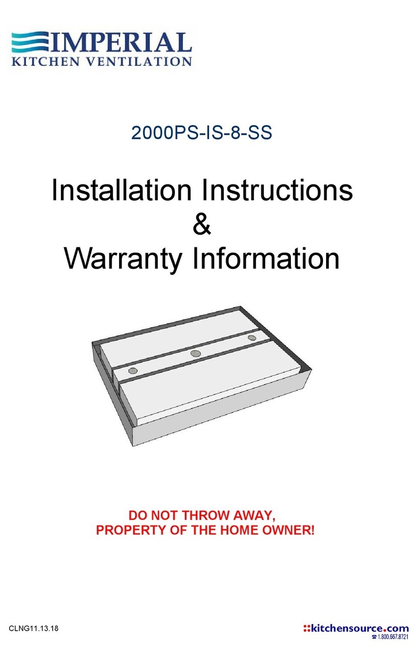 Imperial Kitchen Ventilation 2000PS-IS-8-SS Installation instructions & warranty information
