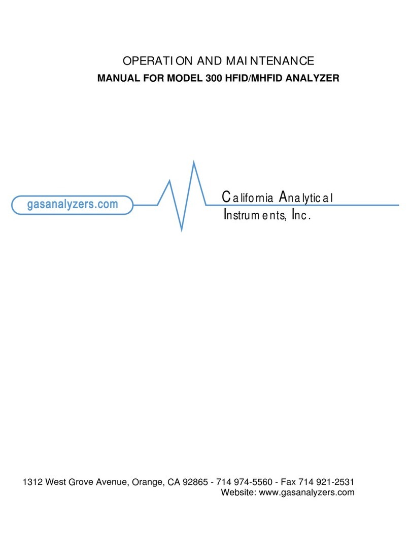 California Analytical Instruments 300 HFID Operation and maintenance manual