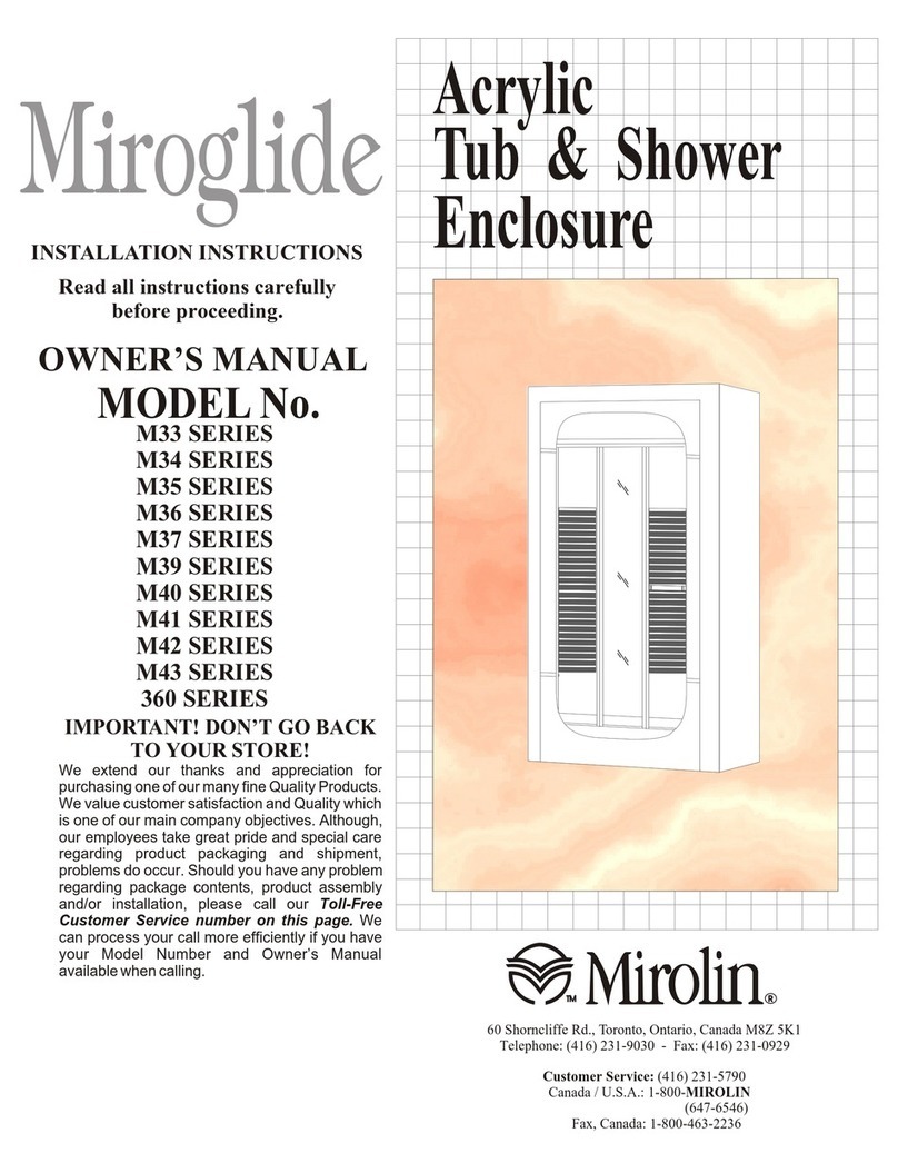 Mirolin Miroglide M33 Series owner's manual
