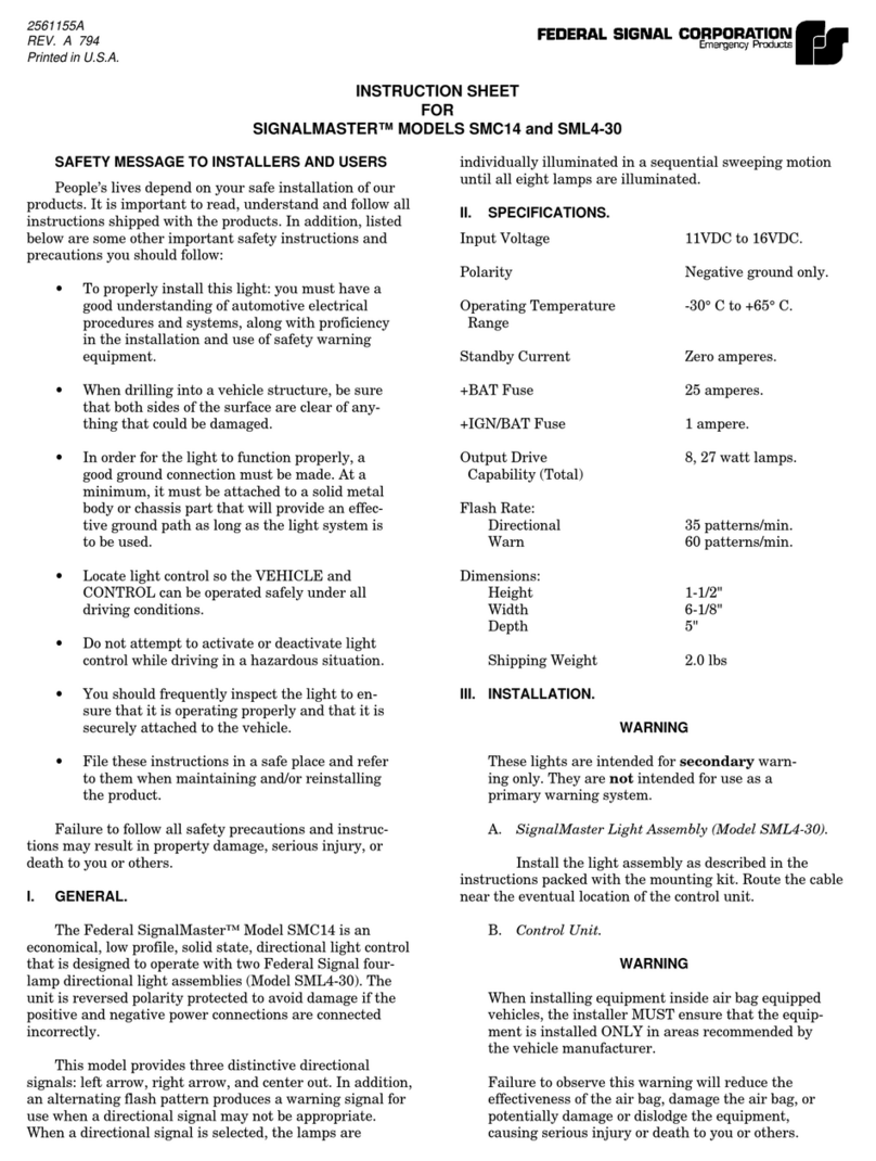 Federal Signal Corporation Signalmaster SMC14 instruction sheet
