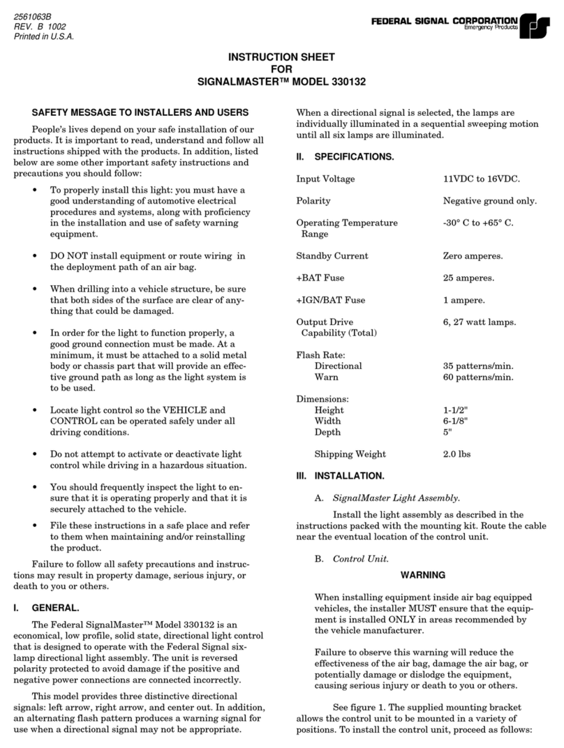 Federal Signal Corporation Signalmaster 330132 instruction sheet