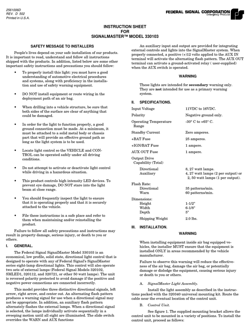 Federal Signal Corporation Signalmaster 330103 instruction sheet Federal Signal Corporation Signalmaster 330103 instruction sheet