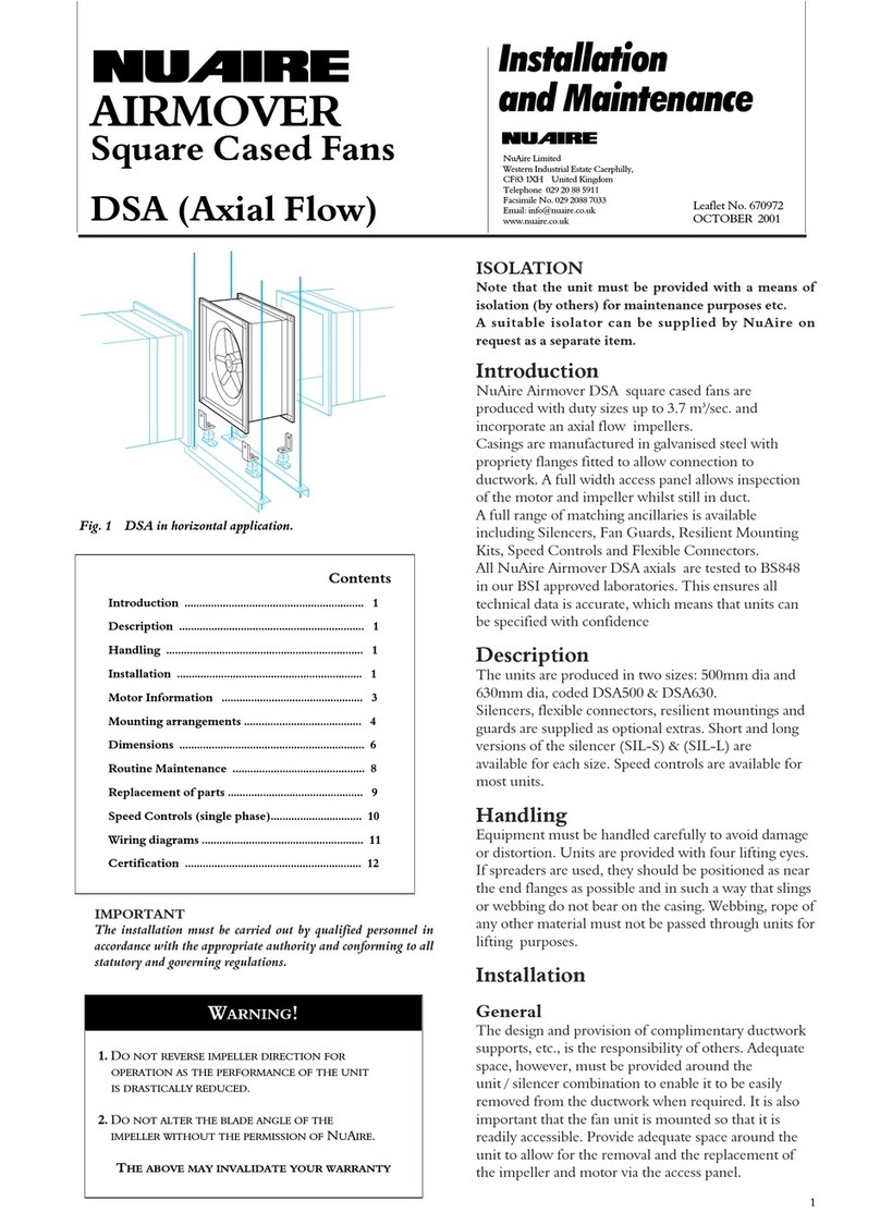 NuAire AIRMOVER DSA Series Installation and Maintenance