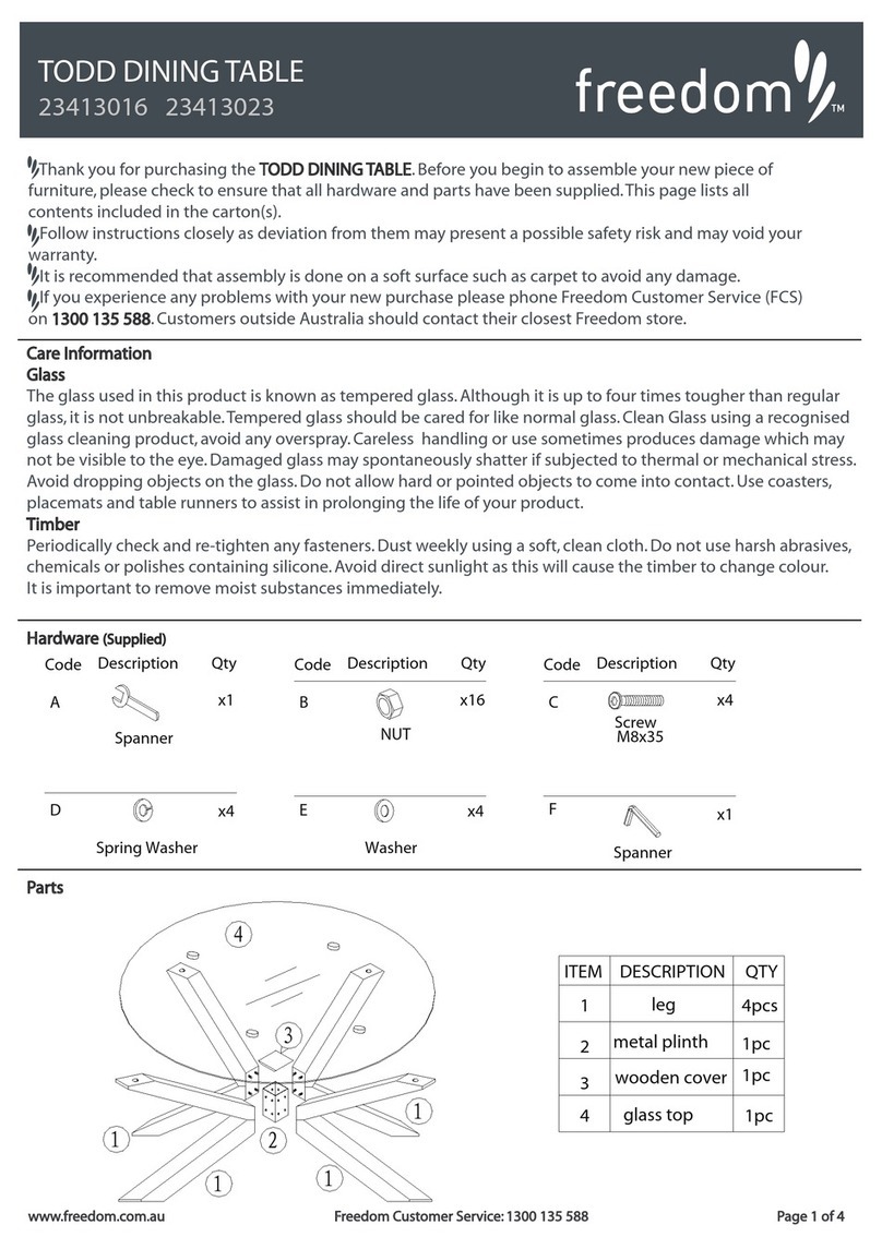 Freedom TODD DINING TABLE 23413016 Assembly instructions Freedom TODD DINING TABLE 23413016 Assembly instructions