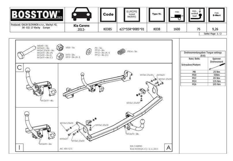 BOSSTOW K0385 Fitting instructions BOSSTOW K0385 Fitting instructions