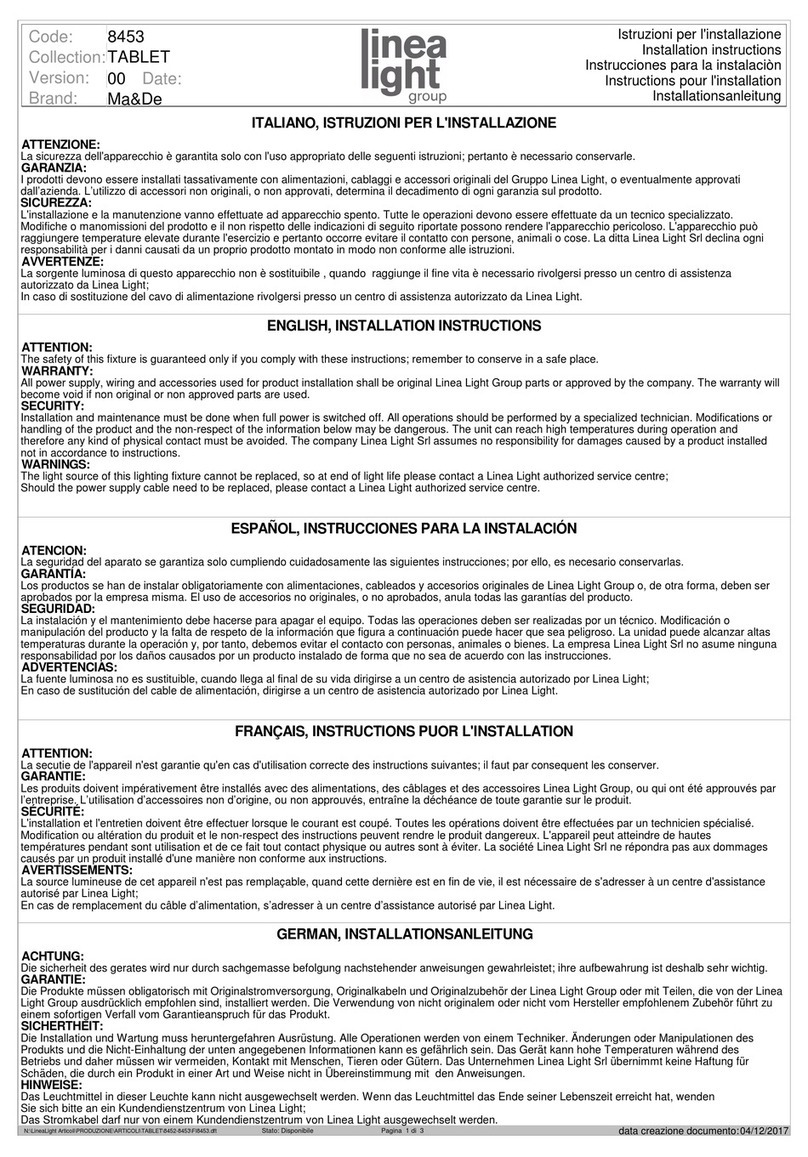 Linea Light Ma&De Tablet 8453 installation instructions
