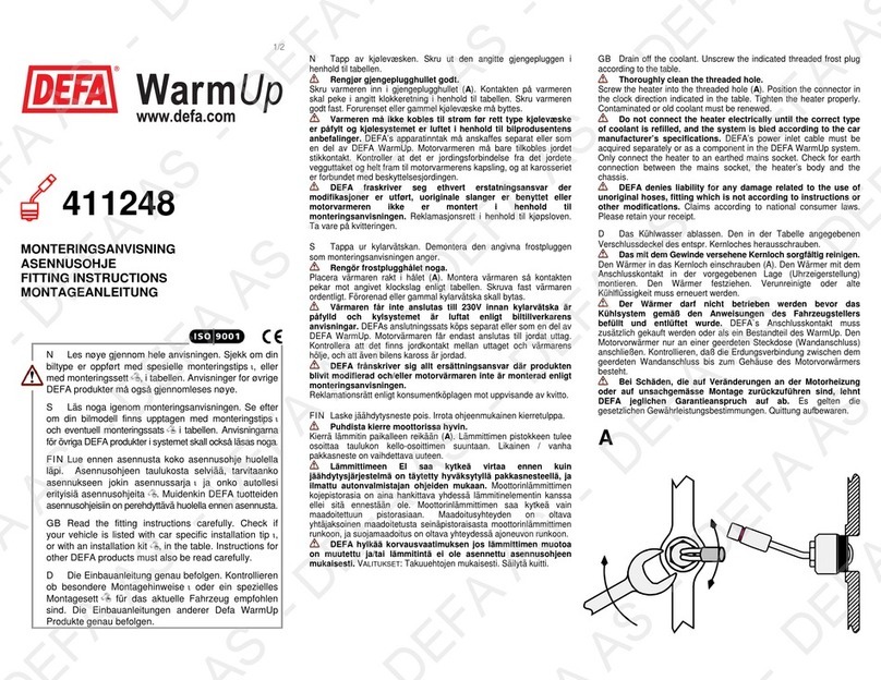 DEFA WarmUp 411248 Fitting instructions