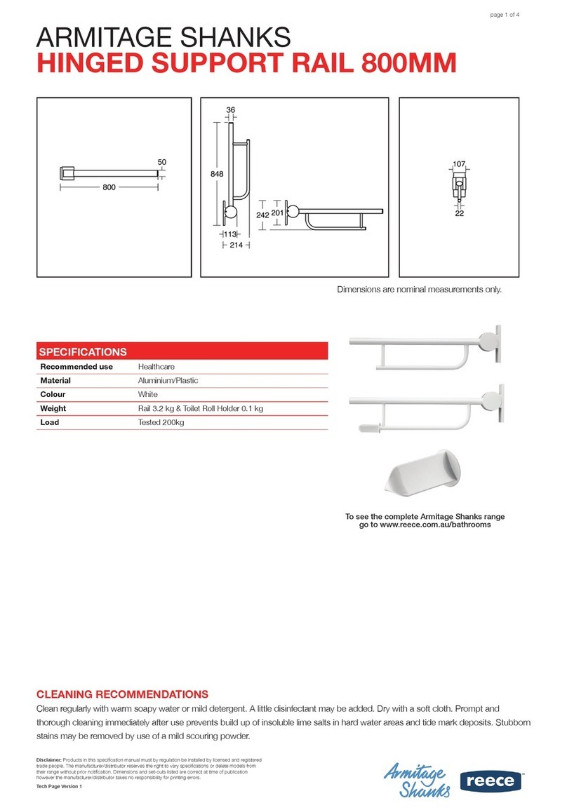 Reece ARMITAGE SHANKS HINGED SUPPORT RAIL 800MM manual Reece ARMITAGE SHANKS HINGED SUPPORT RAIL 800MM manual