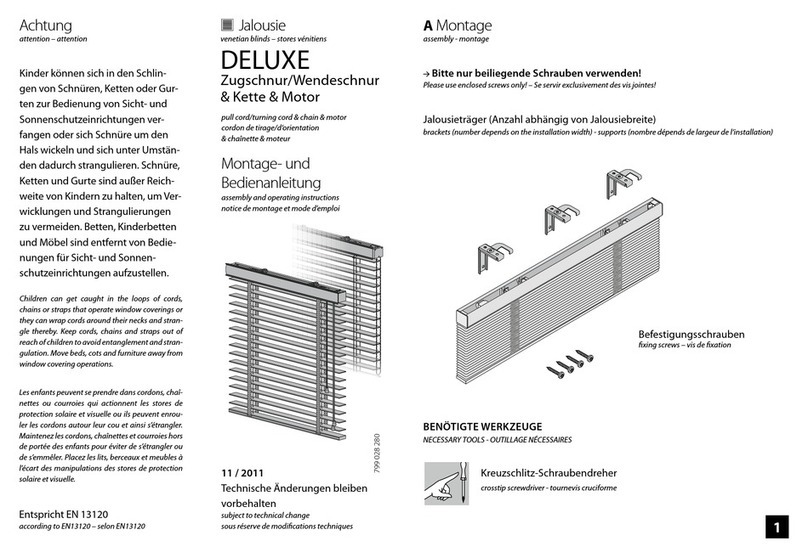 Swiss Sonnenschutz Deluxe Series Assembly and operating instructions Swiss Sonnenschutz Deluxe Series Assembly and operating instructions