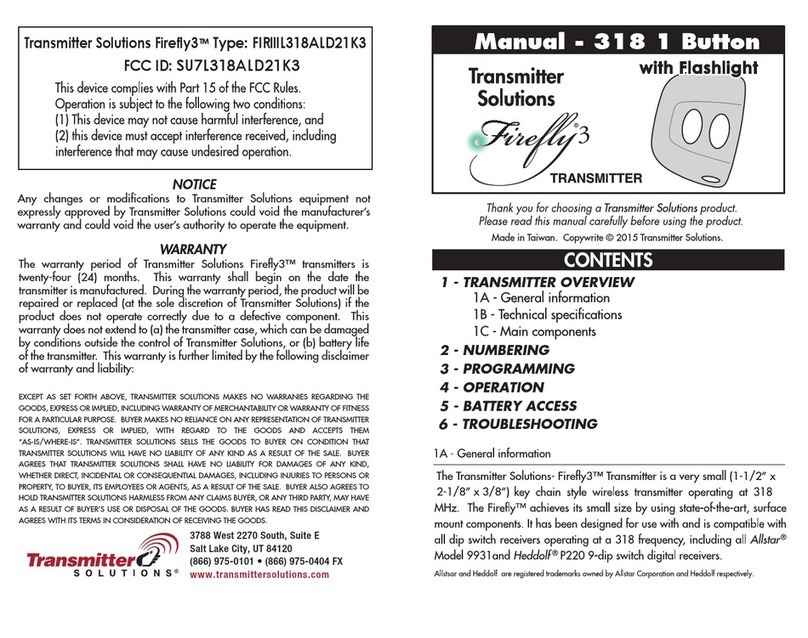 Transmitter Solutions Firelly 3 SU7L318ALD21K3 User manual Transmitter Solutions Firelly 3 SU7L318ALD21K3 User manual