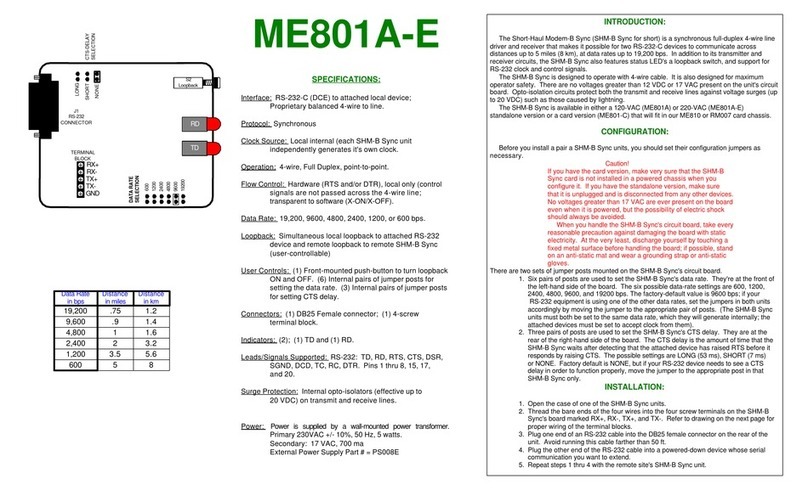 Black Box ME801A-E User manual Black Box ME801A-E User manual
