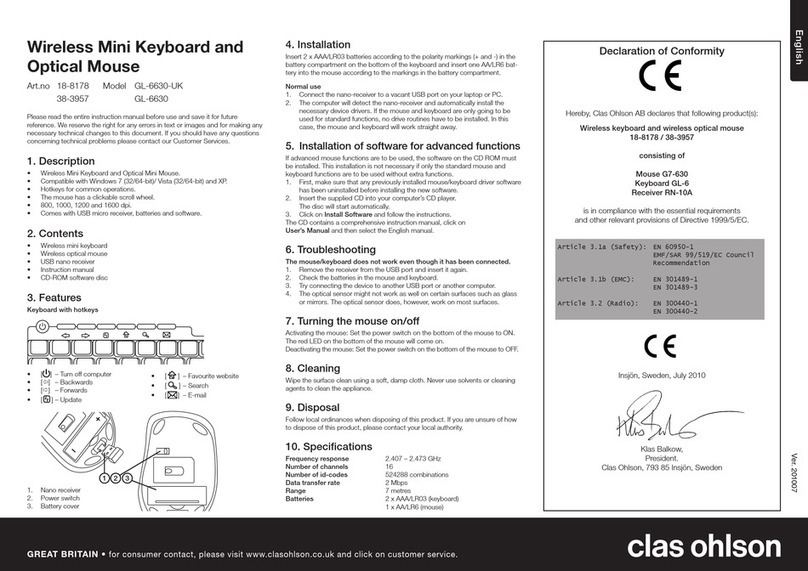Clas Ohlson GL-6630-UK quick start guide