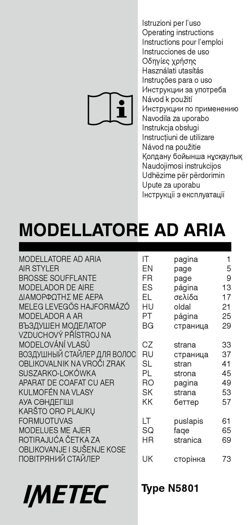 Imetec N5801 operating instructions
