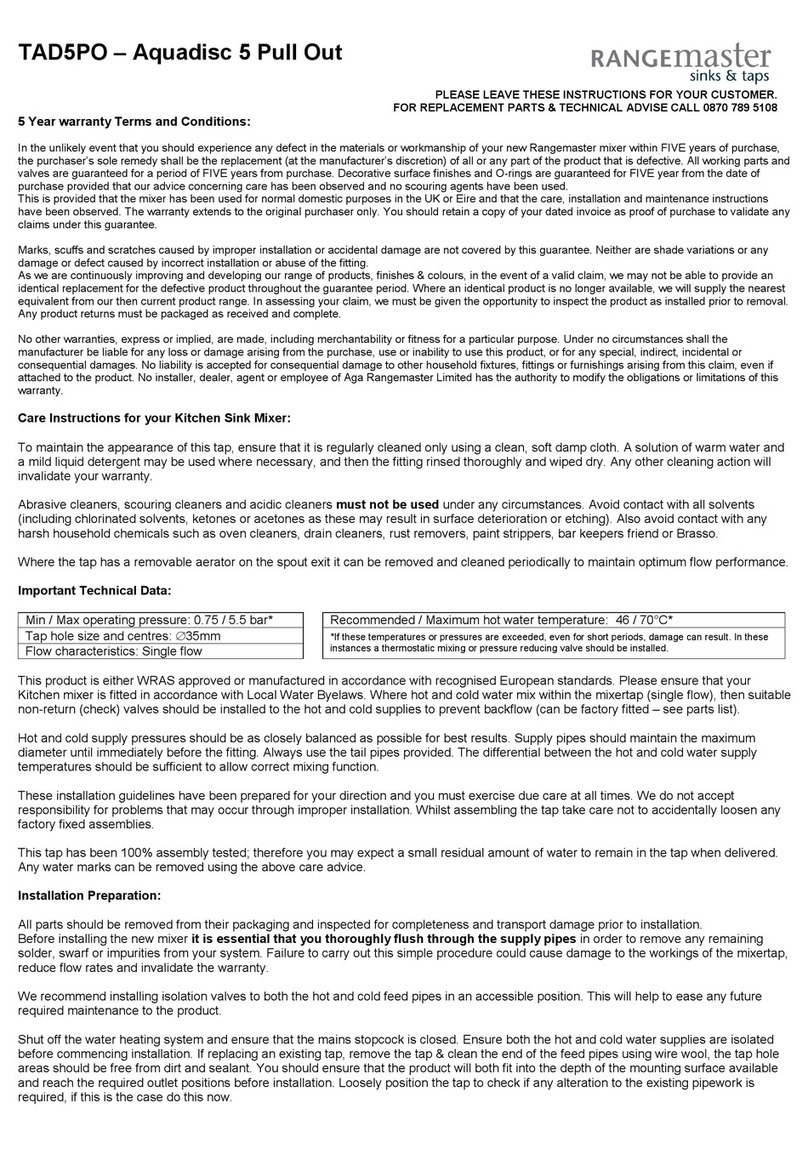 Range Master Aquadisc 5 Pull Out TAD5PO User manual