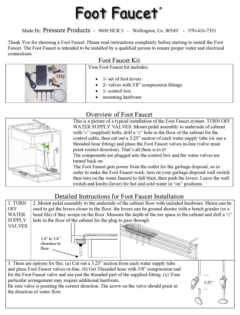 Pressure Products Foot Faucet quick start guide